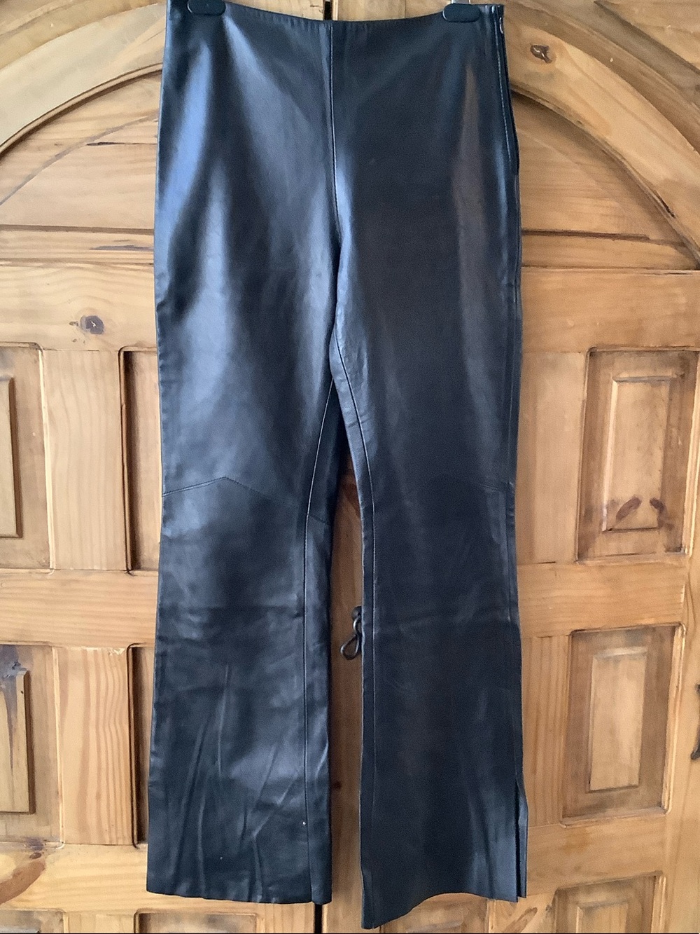 Rizal Black Leather Boot-Cut Pants